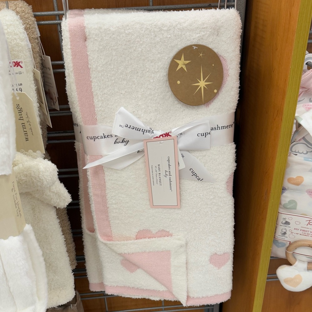 Cupcakes and cashmere heart pink baby blanket. Brand new!